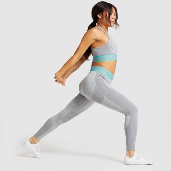 NWT Gymshark Flex Legging V3 light grey / turquoise sz XS - Picture 3 of 9